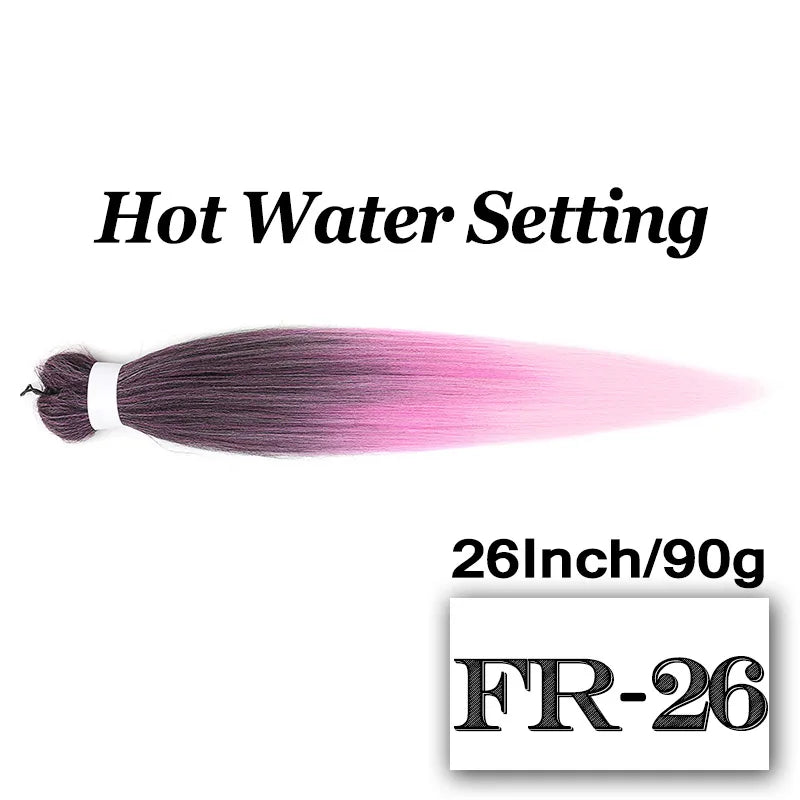 26-Inch Pre-Stretched Braiding Hair Extensions – Synthetic Afro Crochet Braids for DIY, Jumbo Braid in Purple, Pink, Peach & Red