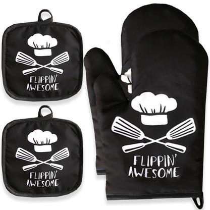 Custom Cartoon Microwave Oven Mitts & Potholder – Heat-Resistant Kitchen Gloves for BBQ, Baking & Cooking
