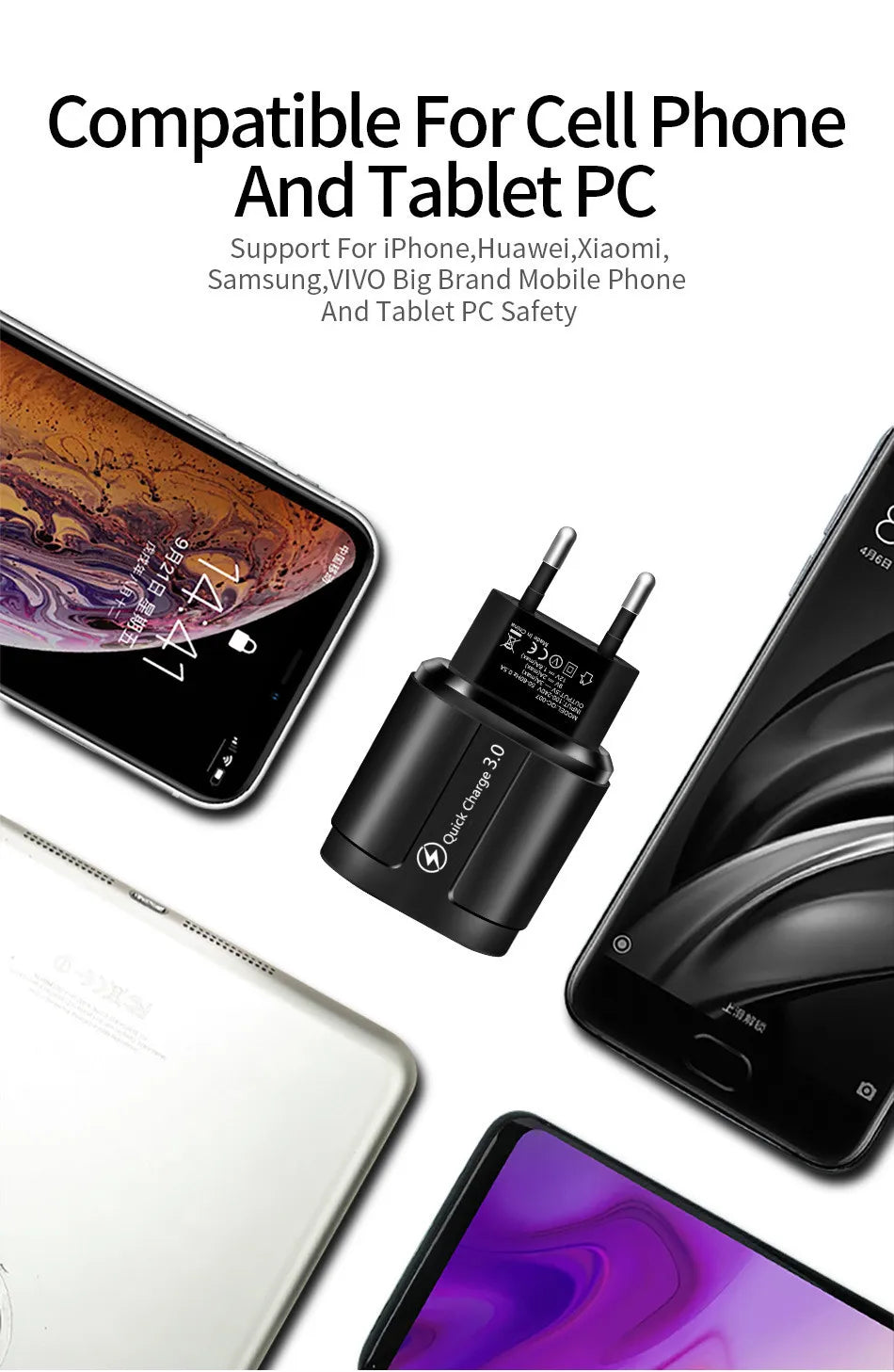 Quick Charge 3.0 USB Fast Charger 5V 3A – Universal QC 4.0 Adapter for iPhone, Samsung, Xiaomi & Tablets