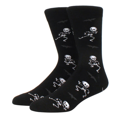 Men's Colorful Combed Cotton Jacquard Crew Socks - Striped Business Casual Dress Socks