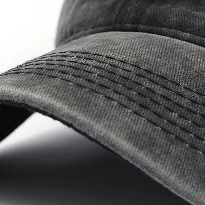 Baseball Snapback Cap – Pure Color Cowboy Hat, Water-Washed Hip Hop Fitted Cap for Men & Women, Spring & Autumn