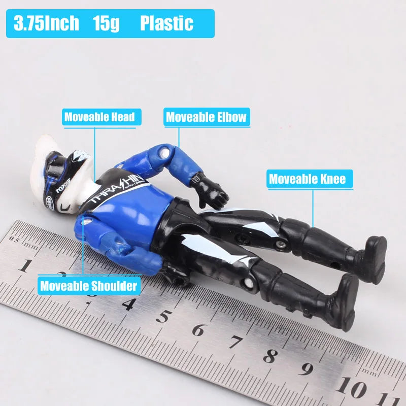 1/18 Scale 3.75" Motorcycle Racer Action Figure – Villopoto #5, Dungey #199, Pastrana Bike Model Collectible Toy