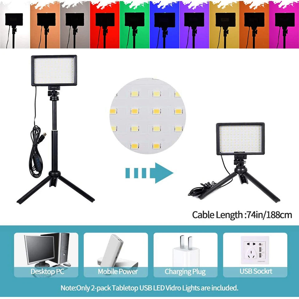 LED Photography Video Light Panel Kit - RGB Lighting for Studio, YouTube & Live Streaming with Tripod Stand