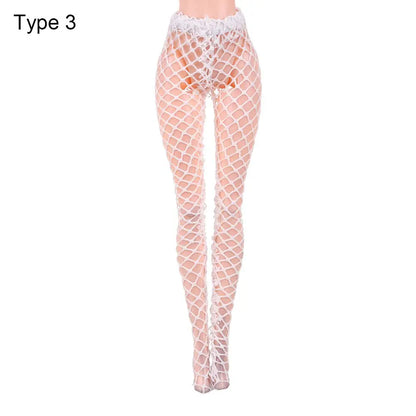 20 Styles 1/6 Doll Mini Fishnet Tights – Silk Stockings, Elastic Leggings, Panty Hose & Socks for 30cm Dolls