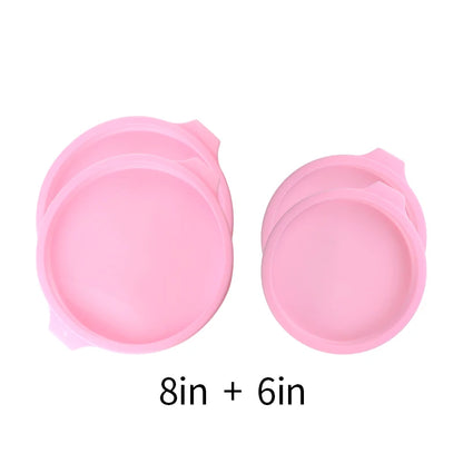 FAIS DU Silicone Cake Pan Set – 2-8pcs 4/6/8inch Round Molds for Rainbow Cake & Mousse Baking