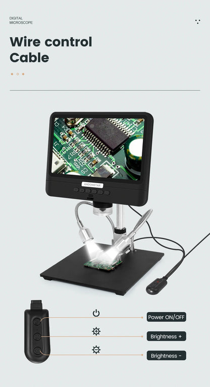 Andonstar AD208 Digital Microscope – 8.5" Adjustable LCD, 1080P HD, Black, Soldering Tool