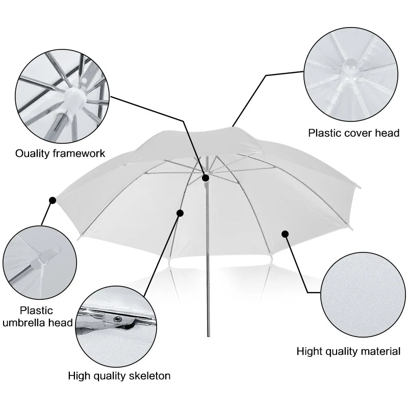 4-Pack 33"/83cm Soft White Translucent Umbrellas — Photo & Video Studio Lighting Diffusers for Photography Flash