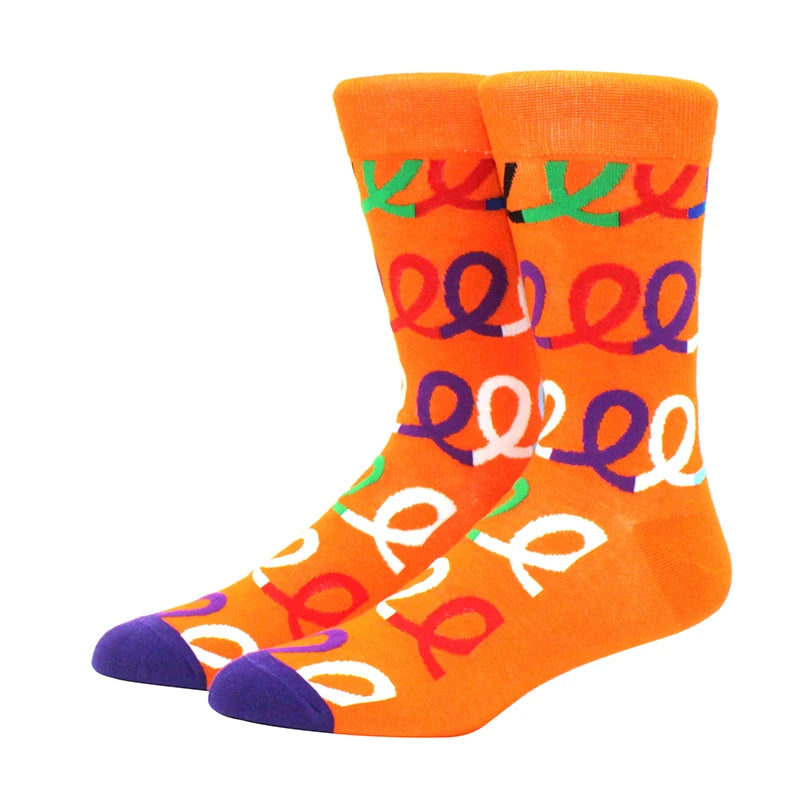 Funny Cartoon Fashion Cotton Socks – Hip Hop Skateboard Style Socks for Men & Women, Beer, Pizza, Astronaut & Pineapple Print Casual Wear Socks