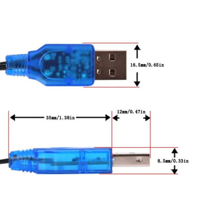 3.7V 400mA Battery USB Charger - NiMH/NiCd Battery Pack Charging Cable with SM 2P Plug for Electric Toys