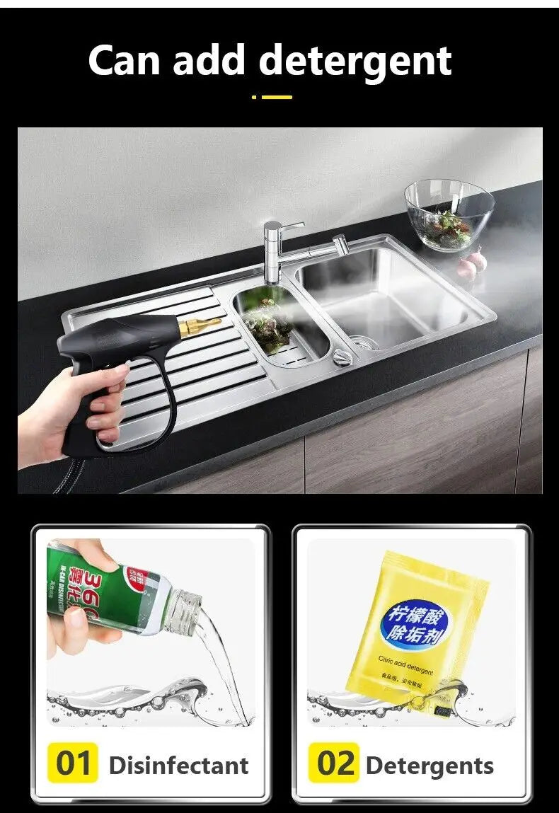 220V 3000W Commercial & Household Steam Cleaner - Adjustable Function for Air Conditioning, Kitchen Hood, Car, Alkaline Cleaning