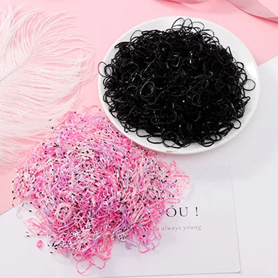 1000pcs Colorful Disposable Rubber Hair Bands for Girls – Small Ponytail Scrunchies, Fashion Hair Accessories Pack