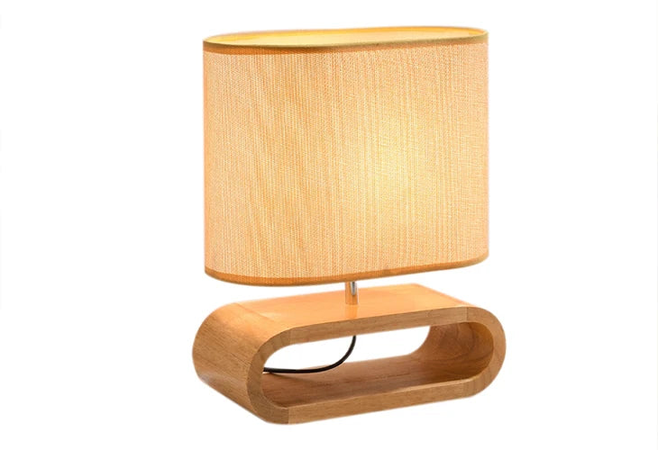 Nordic Wood Base Table Lamp with Cloth Lampshade - E27 Bedside, Desk & Reading Light for Living Room & Bedroom