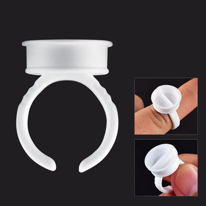 100pcs Disposable Plastic Pigment Rings — 3 Sizes White Ink Holders for Eyebrow Permanent Makeup
