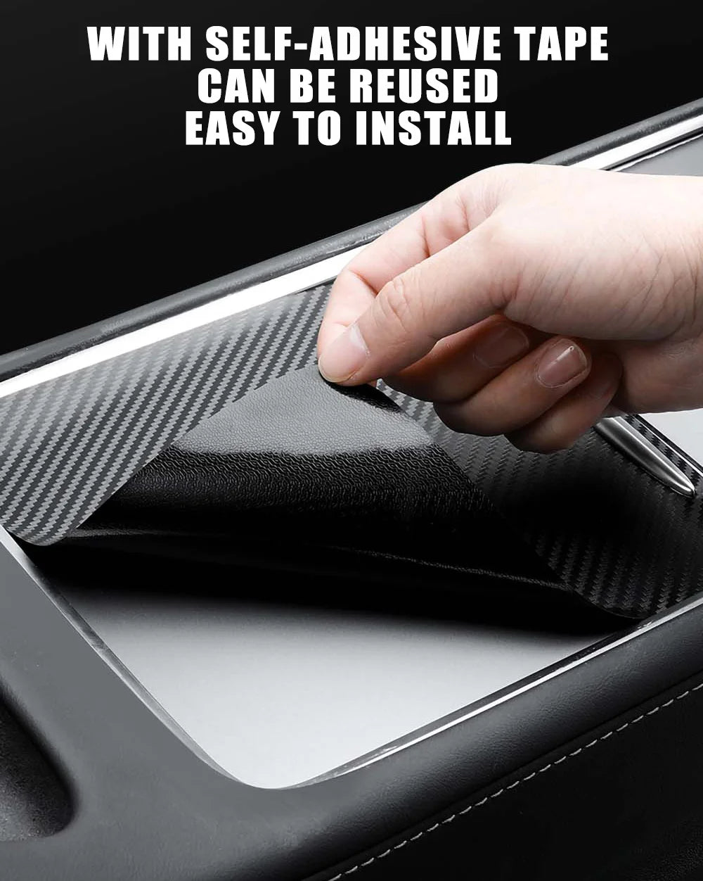 Tesla Model 3/Y 2021-2023 Center Console Panel Sticker – Wood Grain & Carbon Fiber Car Interior Cover