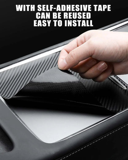 Tesla Model 3/Y 2021-2023 Center Console Panel Sticker – Wood Grain & Carbon Fiber Car Interior Cover