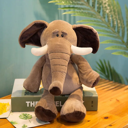 25cm Lifelike Animal Plush Toy - Lion, Tiger, Elephant, Monkey, Leopard, Giraffe & Raccoon Soft Stuffed Doll Gift