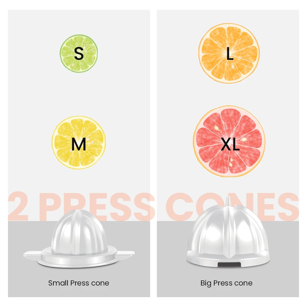 MIUI 850W Citrus Juicer - Stainless Steel Orange & Lemon Electric Juicer with Hard-Core Press and Aluminum Die-Casting Handle