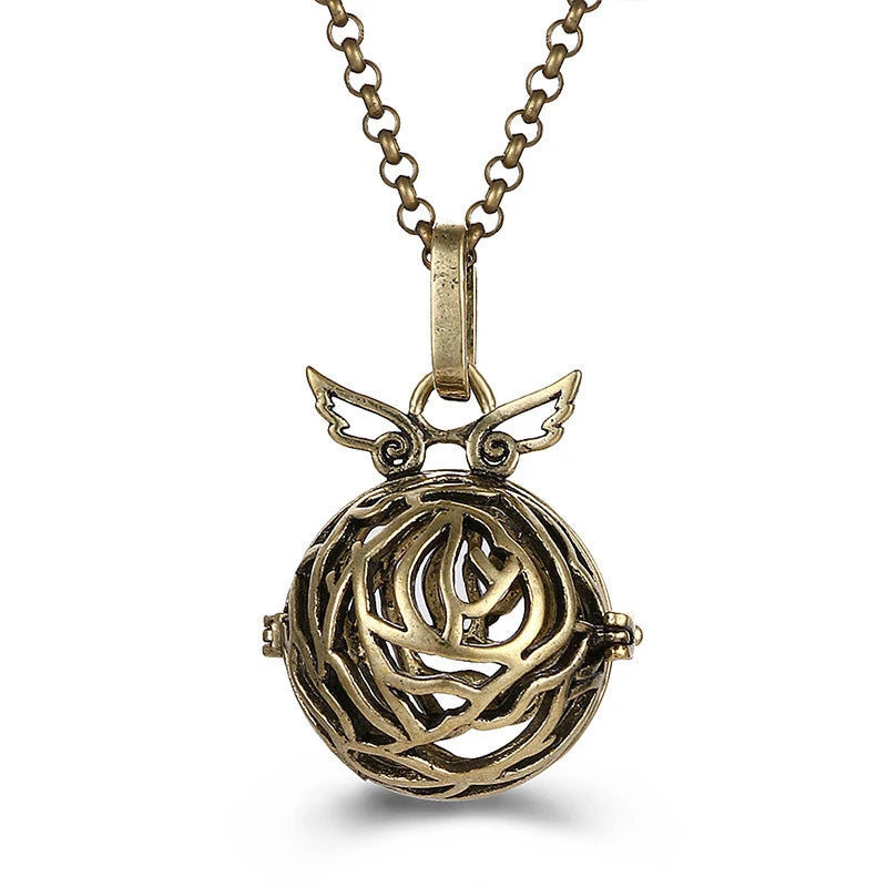 Mexico Music Ball Hollow Zircon Pendant Necklace – Vintage Perfume Aromatherapy Locket for Women