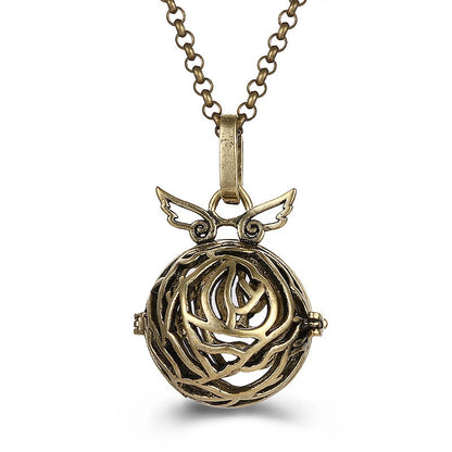Mexico Music Ball Hollow Zircon Pendant Necklace – Vintage Perfume Aromatherapy Locket for Women