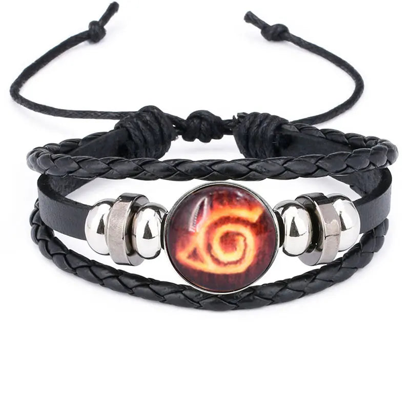 Anime Sharingan Eye Leather Bracelet – Vintage Goth Fashion Bangle for Men Fans Jewelry Gift