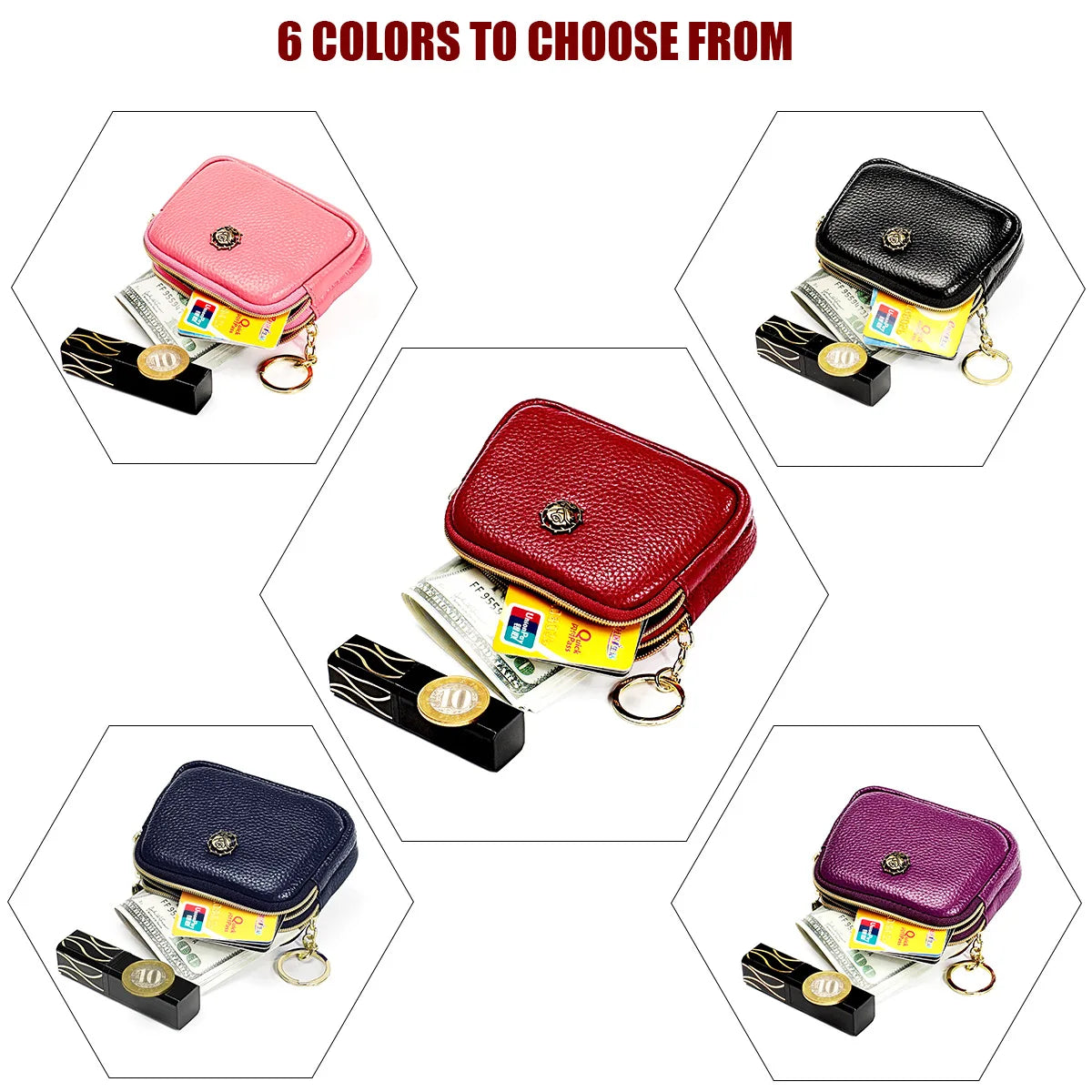 Senorita Genuine Leather Women’s Coin Purse – Double Zipper Small Wallet