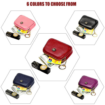 Senorita Genuine Leather Women’s Coin Purse – Double Zipper Small Wallet