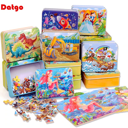 60PCS Wooden Cartoon Animal Puzzle – Early Learning Educational Jigsaw Toys for Kids