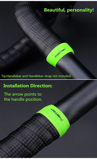 2pcs RISK Bicycle Handlebar Strap Tape – Silicone Anti-Slip Rubber Rings for Bike Grip Fixing