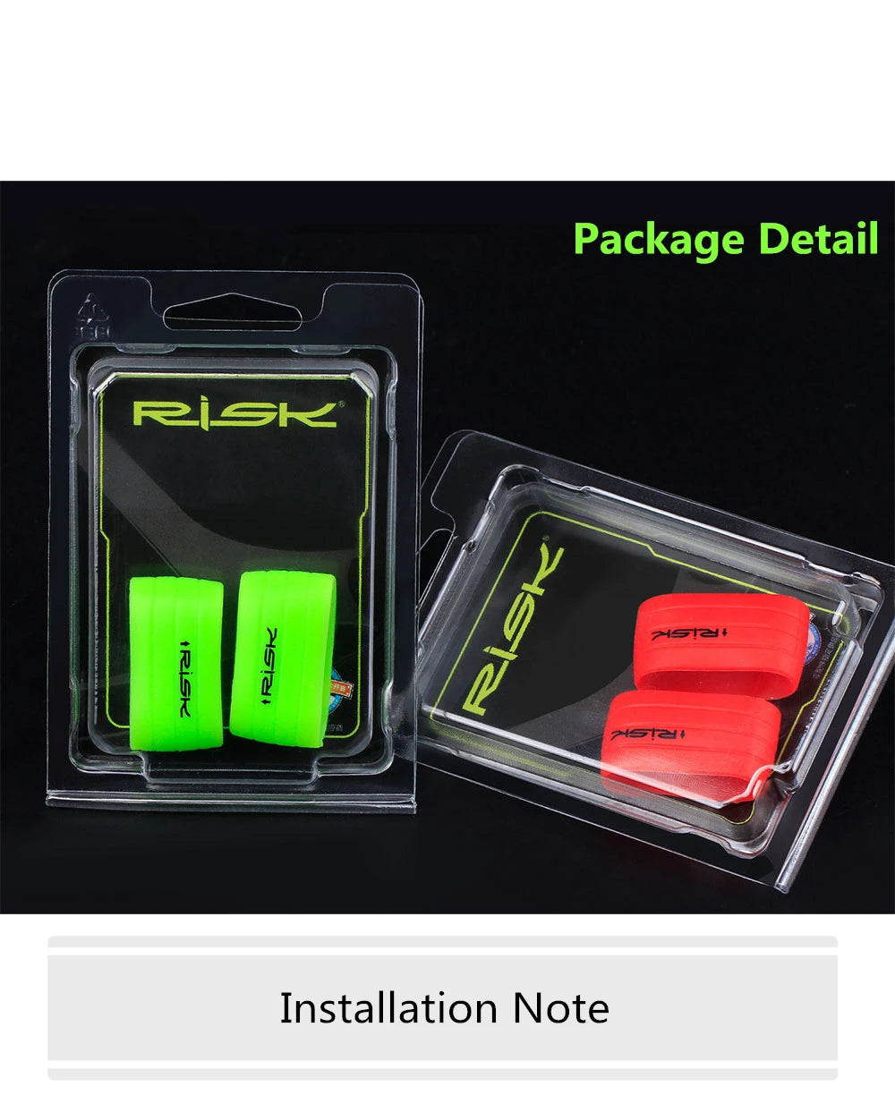 2pcs RISK Bicycle Handlebar Strap Tape – Silicone Anti-Slip Rubber Rings for Bike Grip Fixing