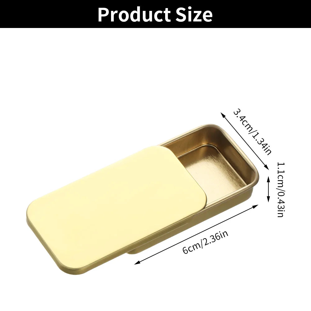 Metal Rectangular Mini Tin Box – Hinged Push-Top Candy, Pill & Small Storage Container