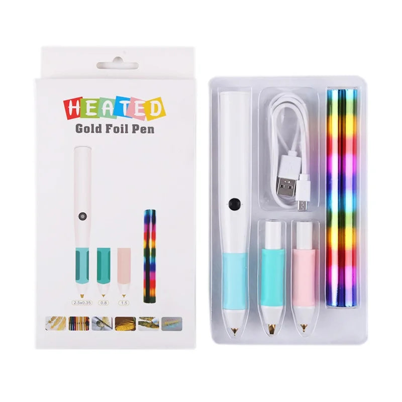 All-in-One USB Heat Foil Pen Kit – Calligraphy & DIY Lettering with 3 Nibs for Custom Foiling