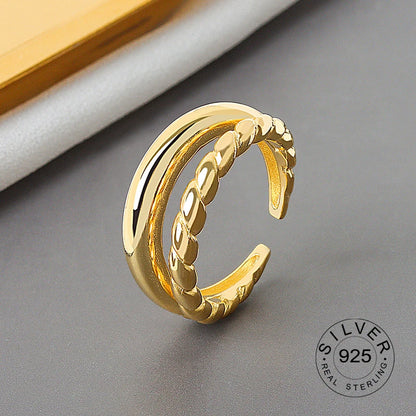 925 Sterling Silver Women’s Open Wave Ring – Irregular Wide Noodle Design Gift