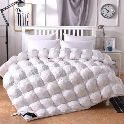 3D Luxury Quilted Goose Down Duvet – 100% High-Rank Winter Comforter, Thick Solid Color Blanket for King, Queen & Full Size Beds