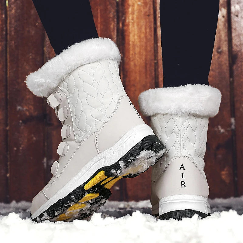 Moipheng Women’s Classic Snow Boots – Winter Warm Handmade Platform Ankle Boots, Size 42