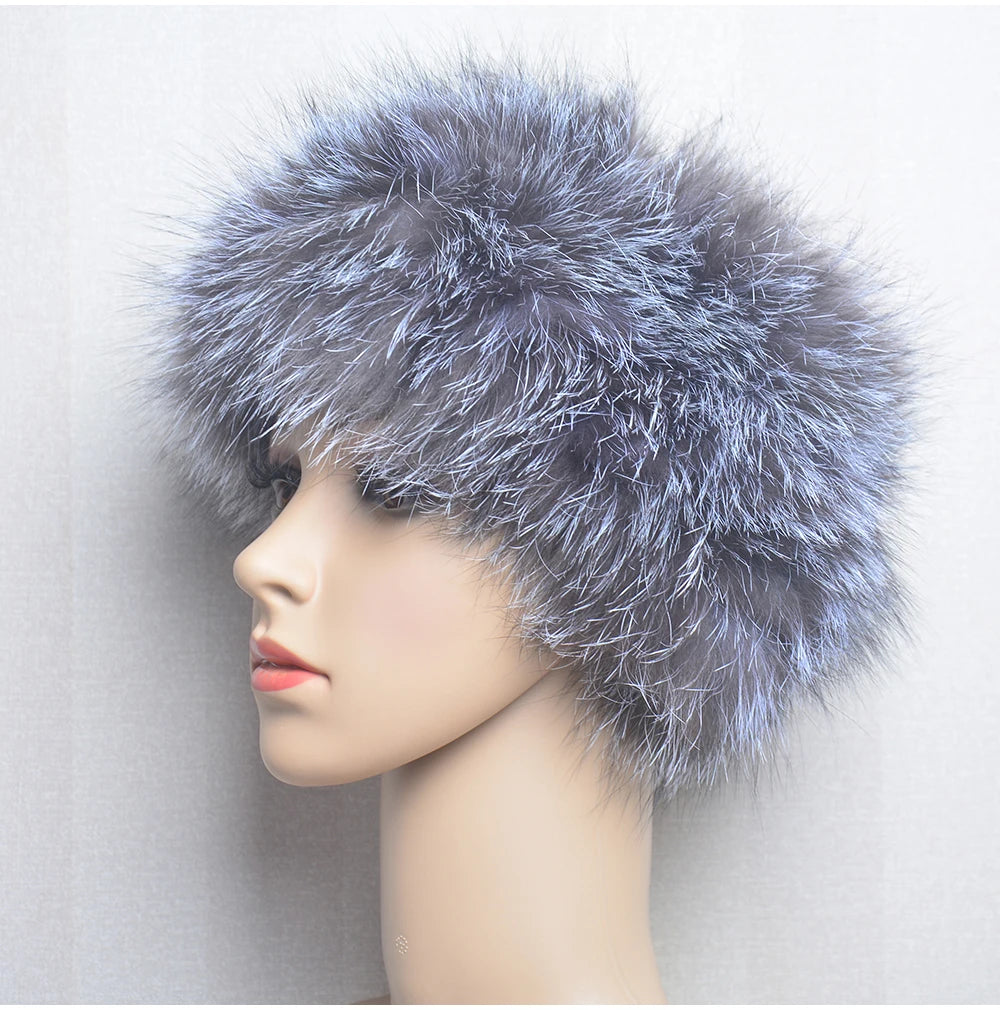 2025 Real Fox Fur Scarf and Headband – Luxury Winter Neck Warmer for Women, 100% Natural Fur, Elastic Ring Muffler