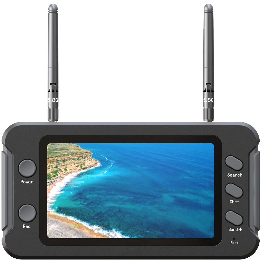 5.8G FPV Monitor with DVR – 40CH 4.3 Inch LCD Display, Auto Search, NTSC/PAL Video Recording for RC Multicopters