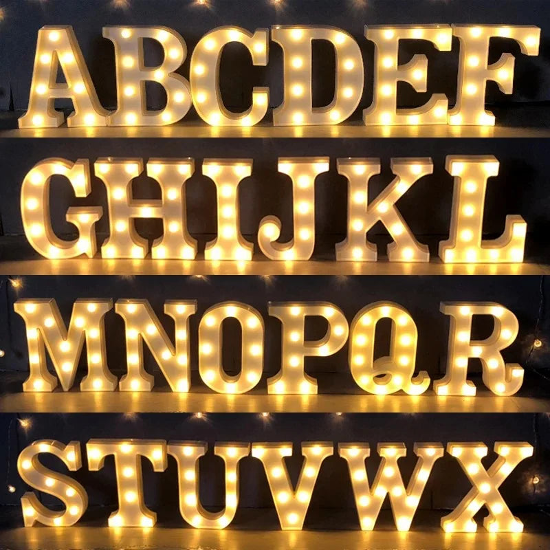 Alphabet & Number LED Lamp Night Light – Warm Battery-Powered Luminous Letter Light for Home, Wedding, Birthday & Party Decoration