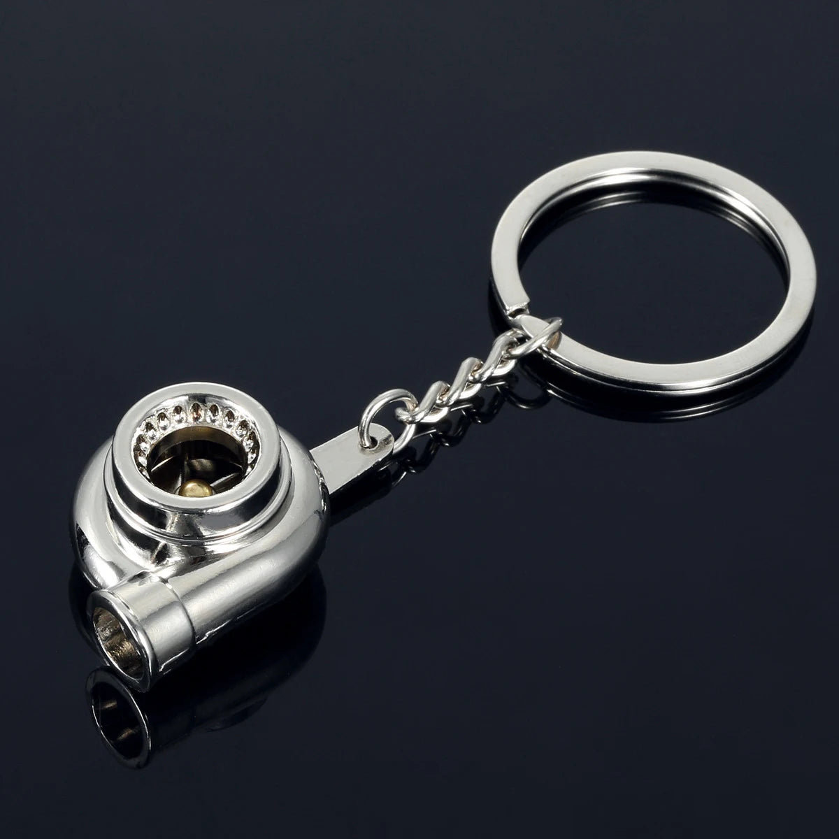 Mini Turbocharger Keychain - Spinning Turbine Keyring for Car Interior Accessories & Key Fob