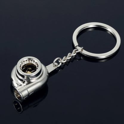 Mini Turbocharger Keychain - Spinning Turbine Keyring for Car Interior Accessories & Key Fob