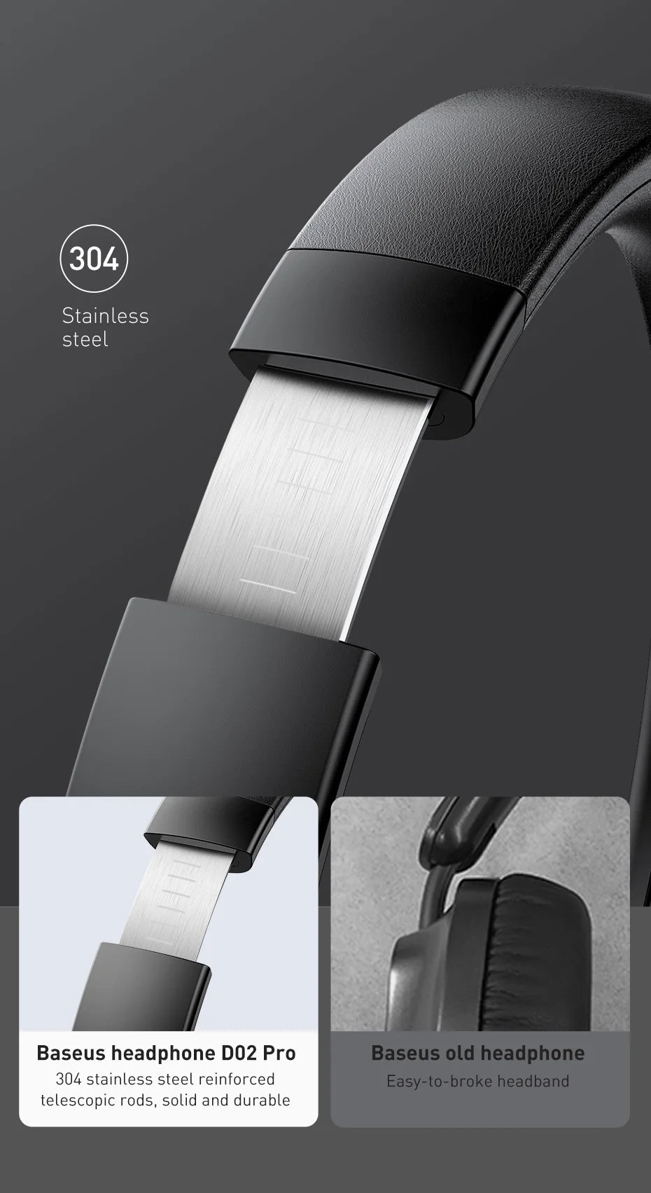 Baseus D02 Pro Wireless Headphones - Bluetooth 5.3, Foldable Sport Headset, Over-Ear Gaming Bluetooth Earbuds