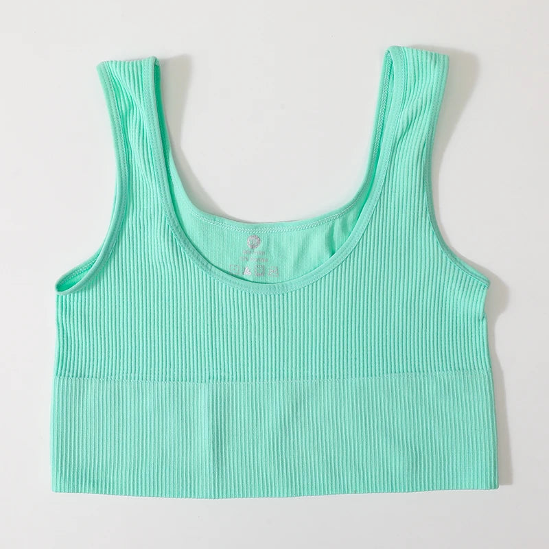 Women’s Seamless Ribbed Tank Top - High-Elastic Sleeveless Crop Camisole, O-Neck Everyday Sportswear M-XL