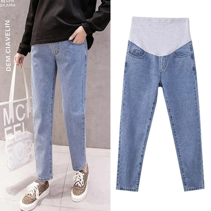 Maternity Boyfriend Jeans – High Waist Loose Denim Pants for Pregnant Women