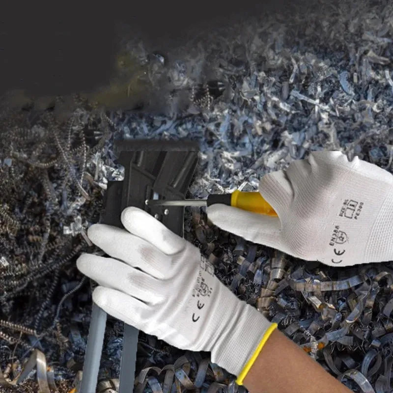 10/20 Pair Logo-Free Polyurethane Safety Work Gloves - Palm Coated Repair Gloves for Carpenters and Repairmen