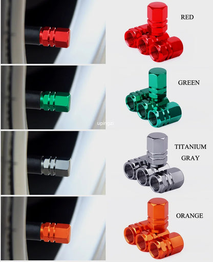 Aluminum Alloy Tire Valve Caps - Waterproof Car Wheel Rim Stem Covers for Automobiles, Motorcycles, Trucks, and Bikes - Air Dust Protection