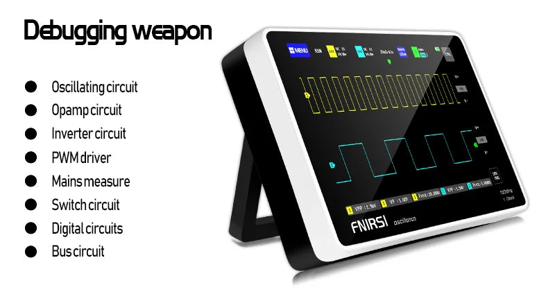 FNIRSI-1013D Digital Tablet Oscilloscope | Dual Channel 100MHz Bandwidth, 1GS/s Sampling Rate | 7" Mini Touchscreen Scope