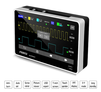 FNIRSI-1013D Digital Tablet Oscilloscope – Dual Channel, 100MHz Bandwidth, 1GS/s Sampling Rate, 7-Inch Mini Scope