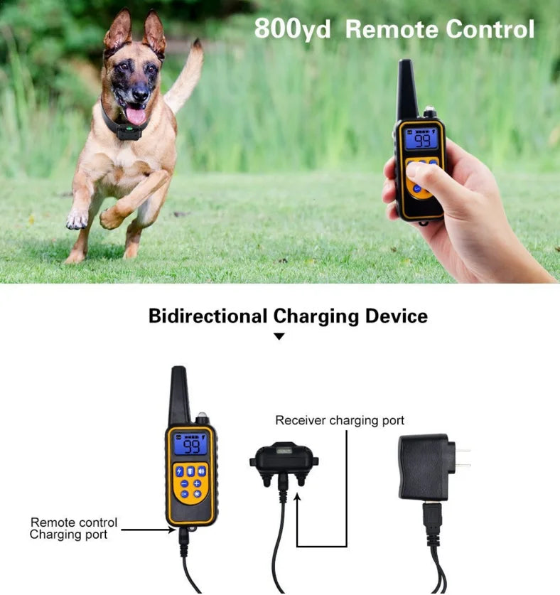 Electric Dog Training Collar: Waterproof Bark Collar with Remote Control, Rechargeable Anti-Barking Device for All Size Dogs