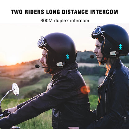 FreedConn Bluetooth Motorcycle Intercom Helmet Headset - Wireless Motorbike Interphone with LCD Screen & FM Earphone