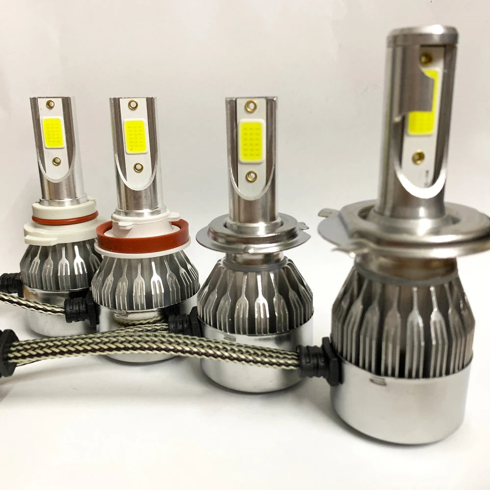 2x H7 LED Car Headlight Bulbs - H1, H3, H4, H8, HB1, HB3, HB4, H11, H13, H27, 9005, 9006, HIR2, 3000K, 6000K, 8000K COB C6 Car Lights