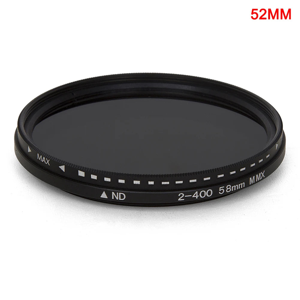 Adjustable ND Filter ND2–ND400 — Variable Neutral Density Fader for Camera Lens (37–82mm)